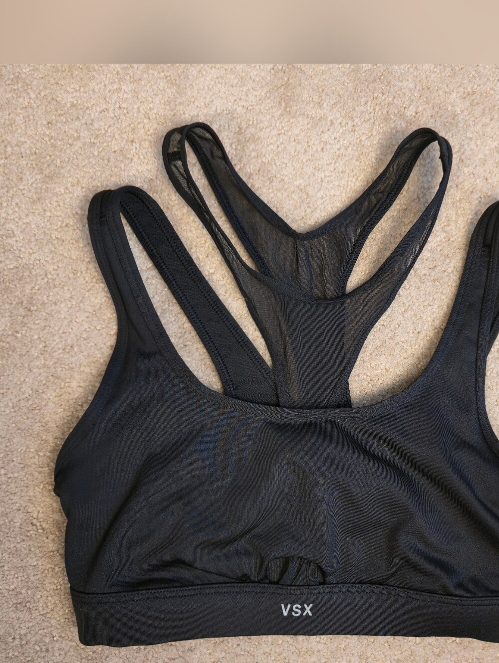 Victoria's Secret VSX Sports Bra Womens Small Black Logo Band Racerback Athletic